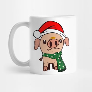 Cute Christmas Teacup Pig Mini Piglet in Santa Hat Gifts Mug